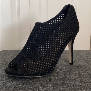 Open Toe Black Mesh Heels — Madden Girl
